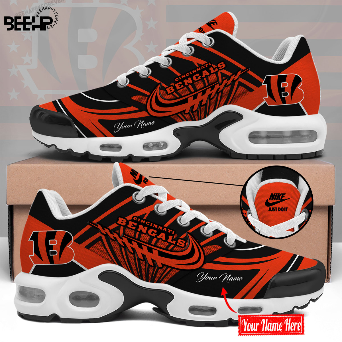 Cincinnati Bengals Personalized Name Air Cushion Sports Shoes