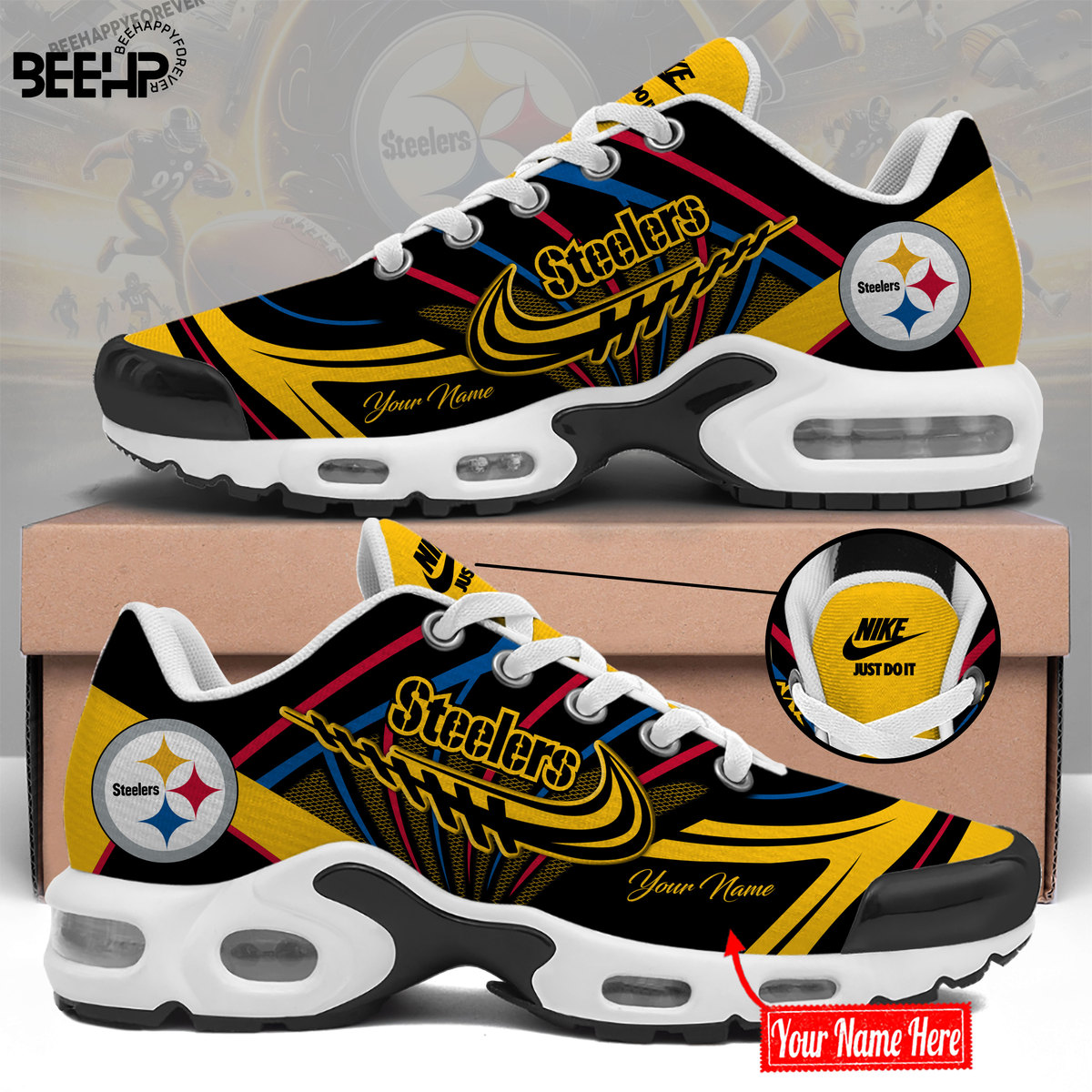 Pittsburgh Steelers Personalized Name Air Cushion Sports Shoes