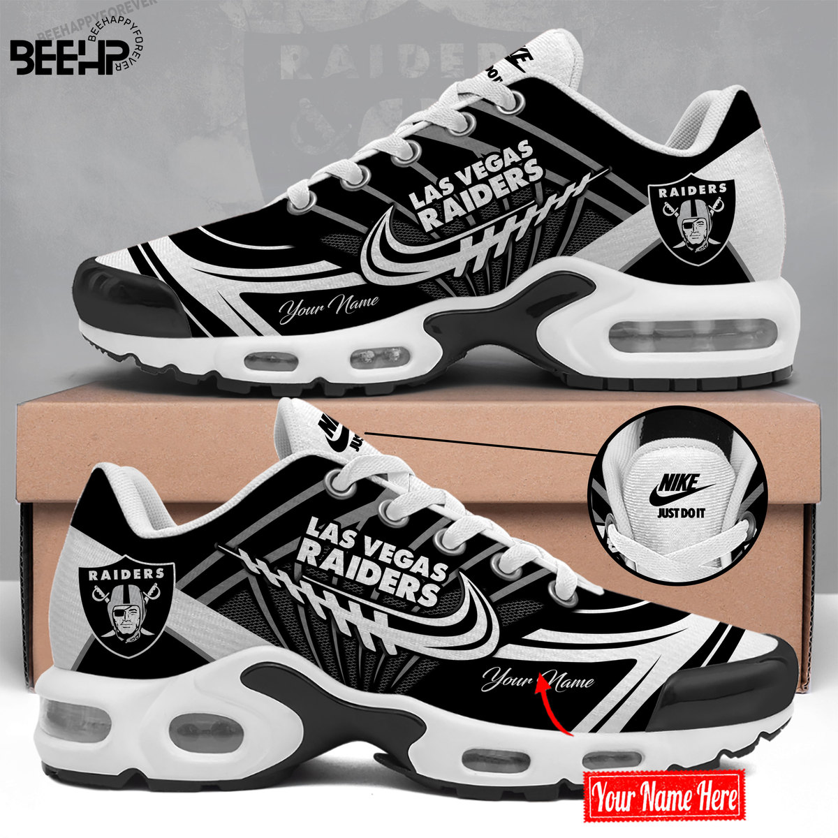 Las Vegas Raiders Personalized Name Air Cushion Sports Shoes