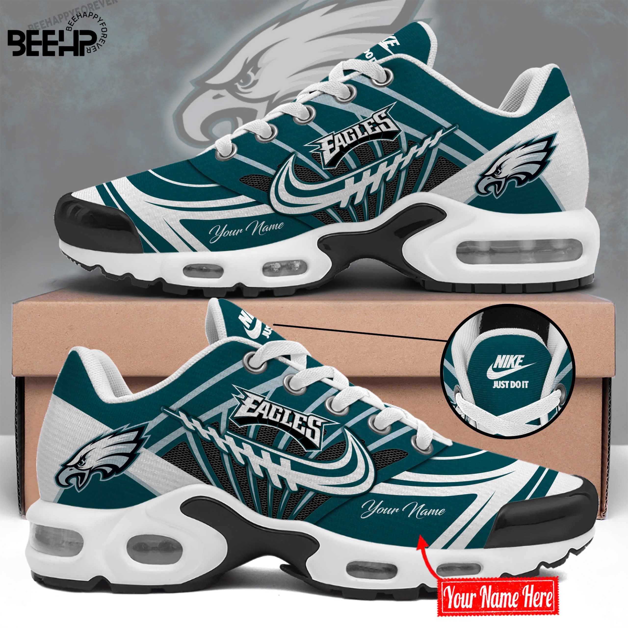 Philadelphia Eagles Personalized Name Air Cushion Sports Shoes