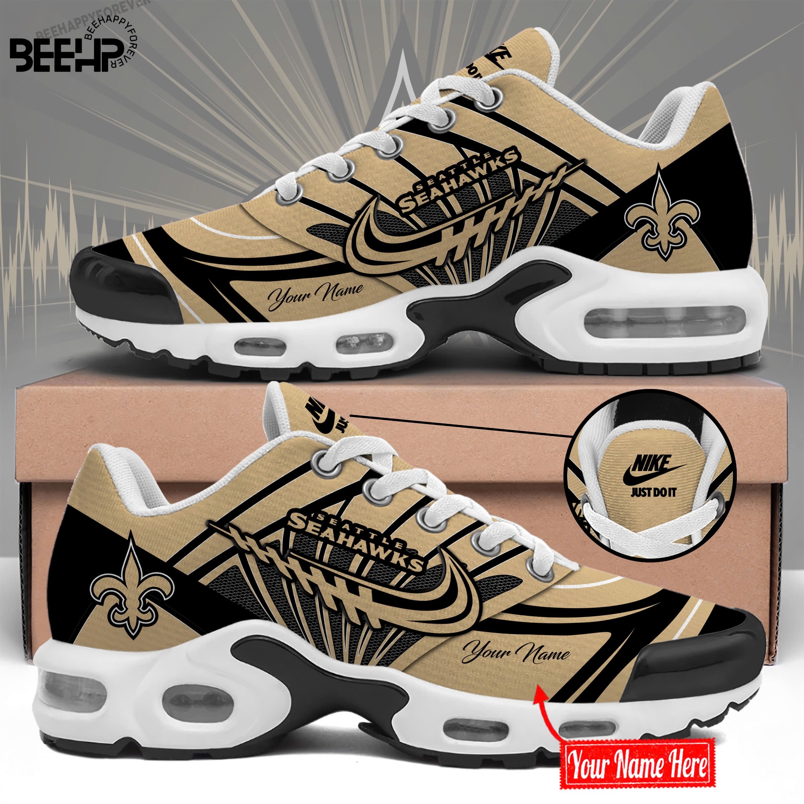 New Orleans Saints Personalized Name Air Cushion Sports Shoes