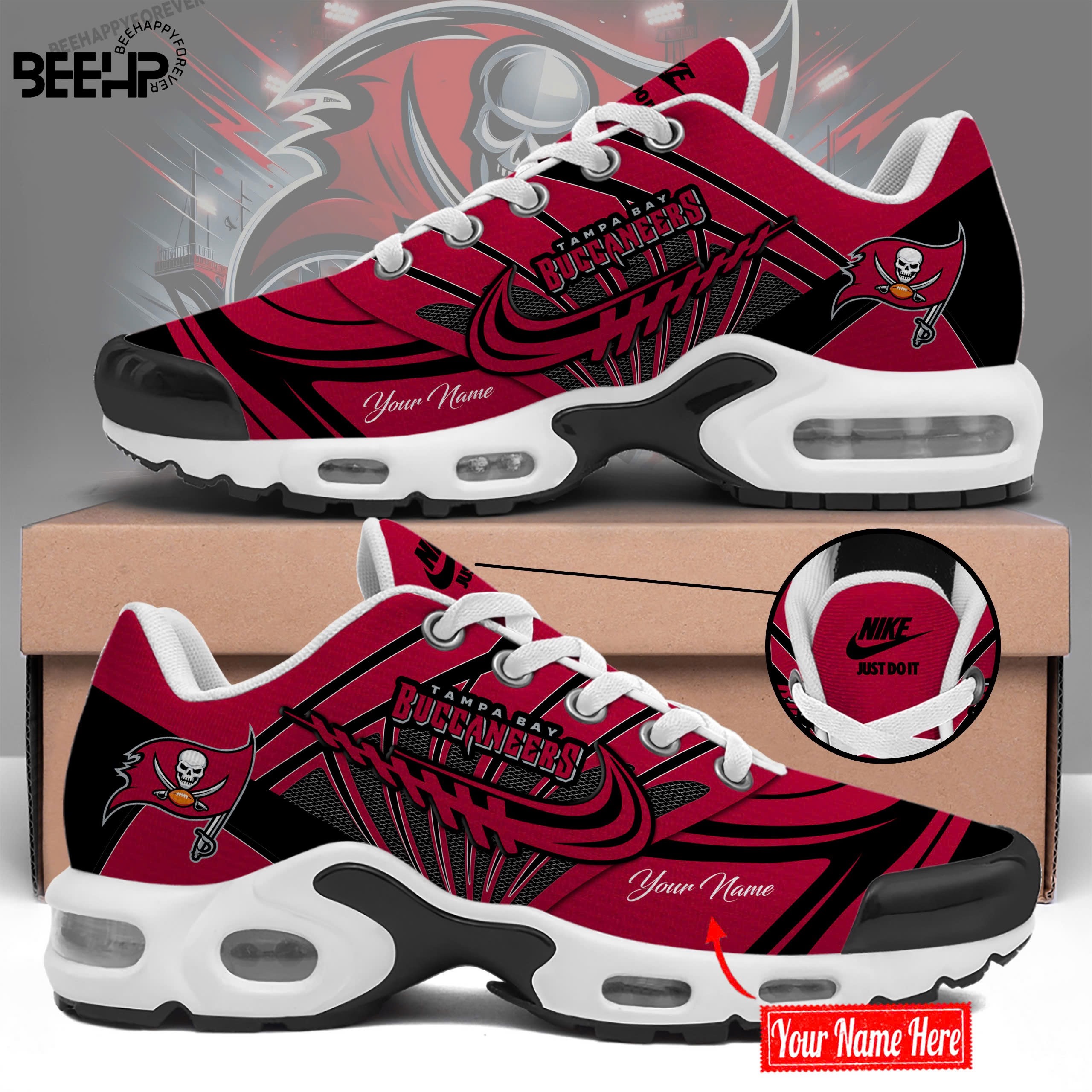 Tampa Bay Buccaneers Personalized Name Air Cushion Sports Shoes