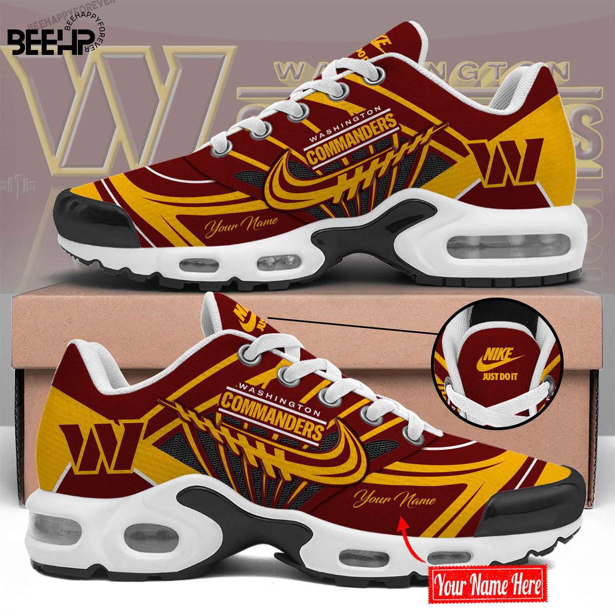 Washington Commanders Personalized Name Air Cushion Sports Shoes