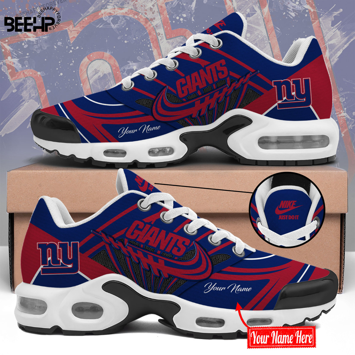 New York Giants Personalized Name Air Cushion Sports Shoes