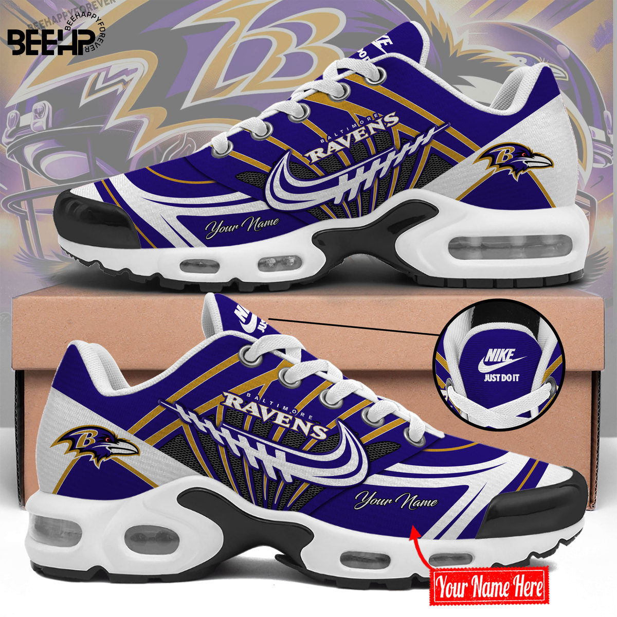 Baltimore Ravens Personalized Name Air Cushion Sports Shoes