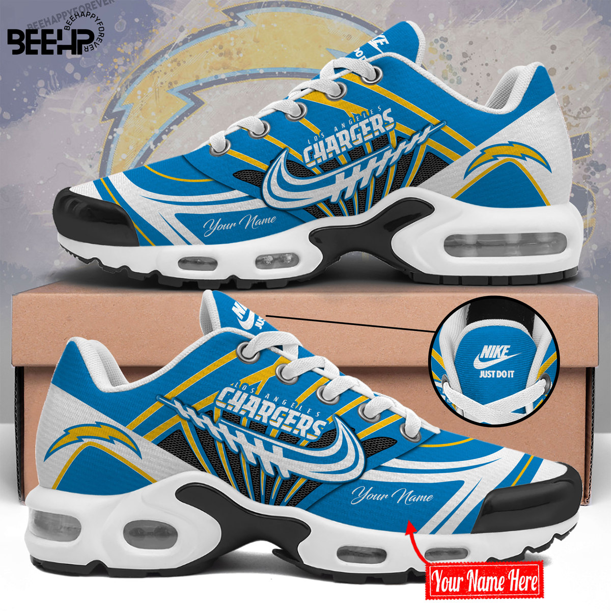 Los Angeles Chargers Personalized Name Air Cushion Sports Shoes