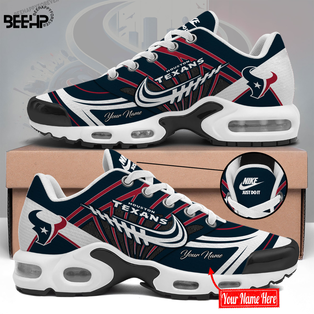 Houston Texans Personalized Name Air Cushion Sports Shoes