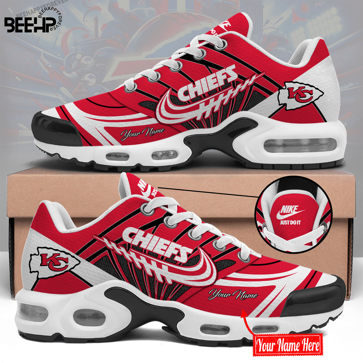 Kansas City Chiefs Personalized Name Air Cushion Sports Shoes