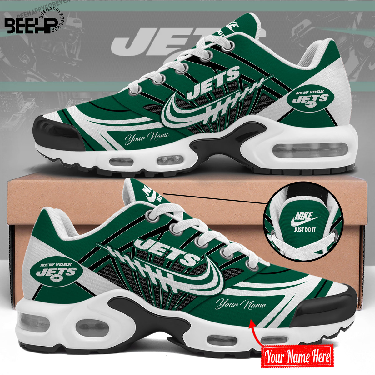 New York Jets Personalized Name Air Cushion Sports Shoes