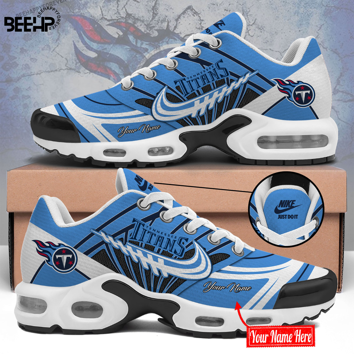 Tennessee Titans Personalized Name Air Cushion Sports Shoes