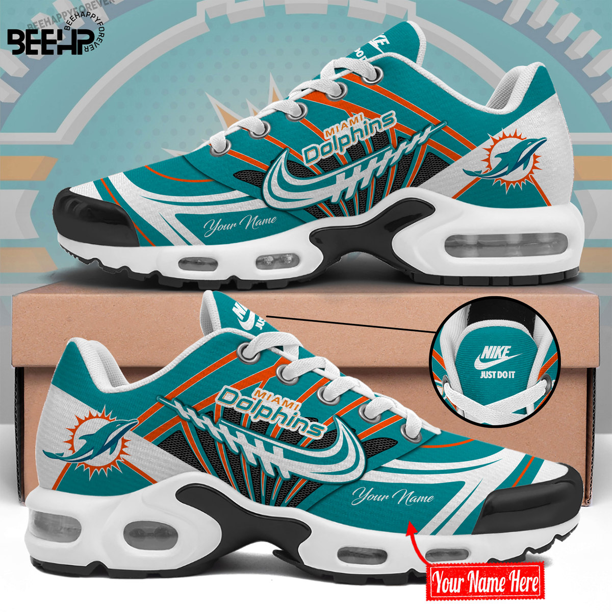 Miami Dolphins Personalized Name Air Cushion Sports Shoes