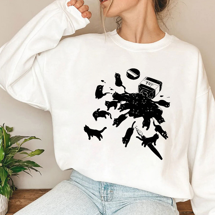 Black Cat Shirt Ink Bottle Spilled Cats