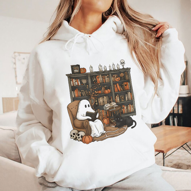 Retro Ghost Reading Books Shirt