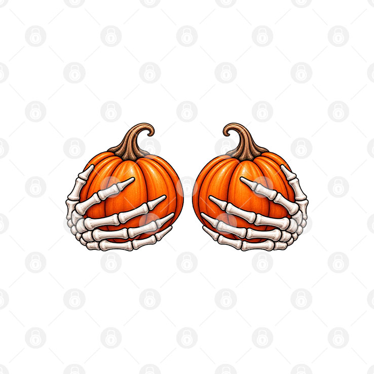 Skeleton Hands Pumpkin Boobs T Shirt