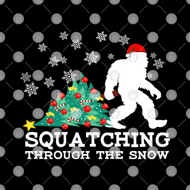 Squatching Through The Snow Bigfoot Shirt Merry Christmas